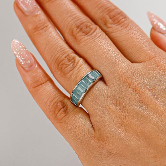 Ring Grandidierite 2.15 ctw in Rhodium Over 925 Sterling Silver Size 7